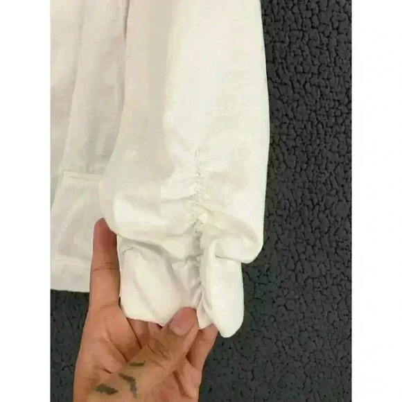 Chico's White Blazer Sz 0 3/4 Sleeve Cotton Blend Single Button Collar - Picture 8 of 10